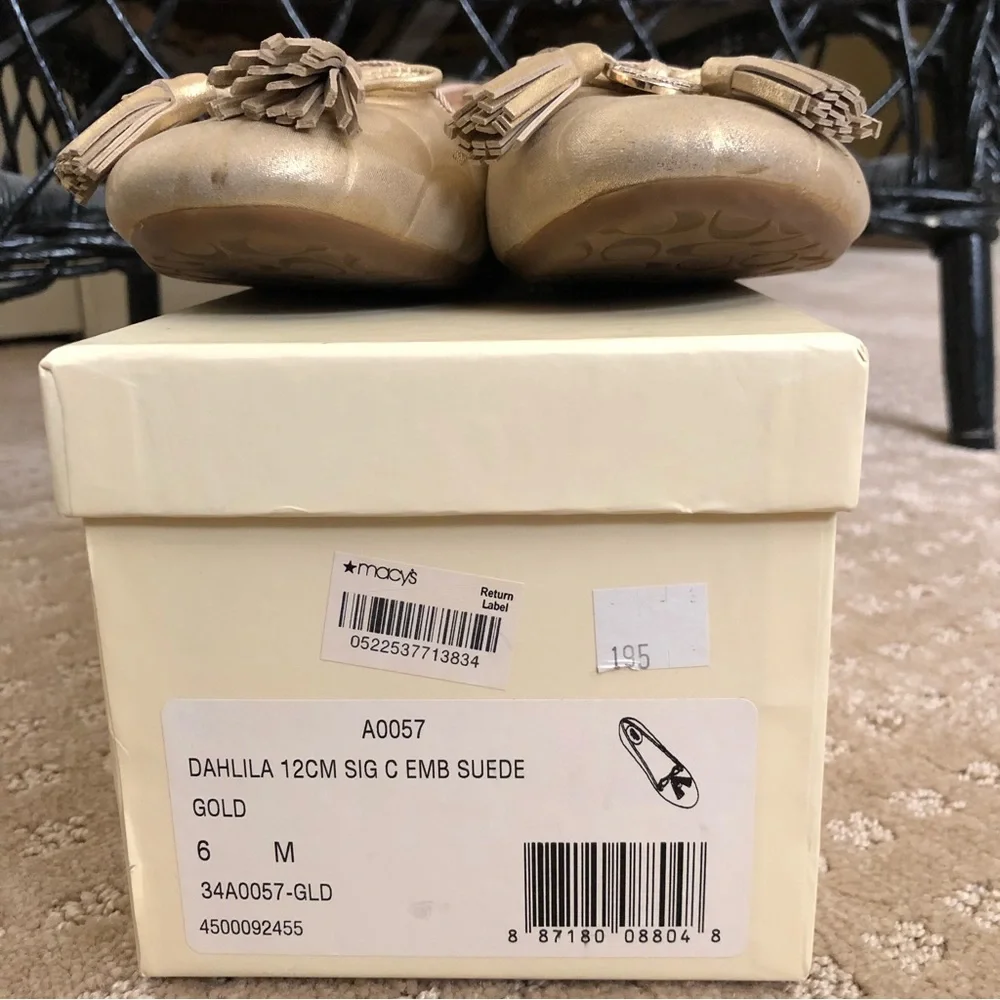 COACH Gold Leather Ballet Flats Size 6 - Picture 3 of 11